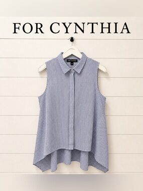 FOR CYNTHIA - Striped Sleeveless Blouse - Size L